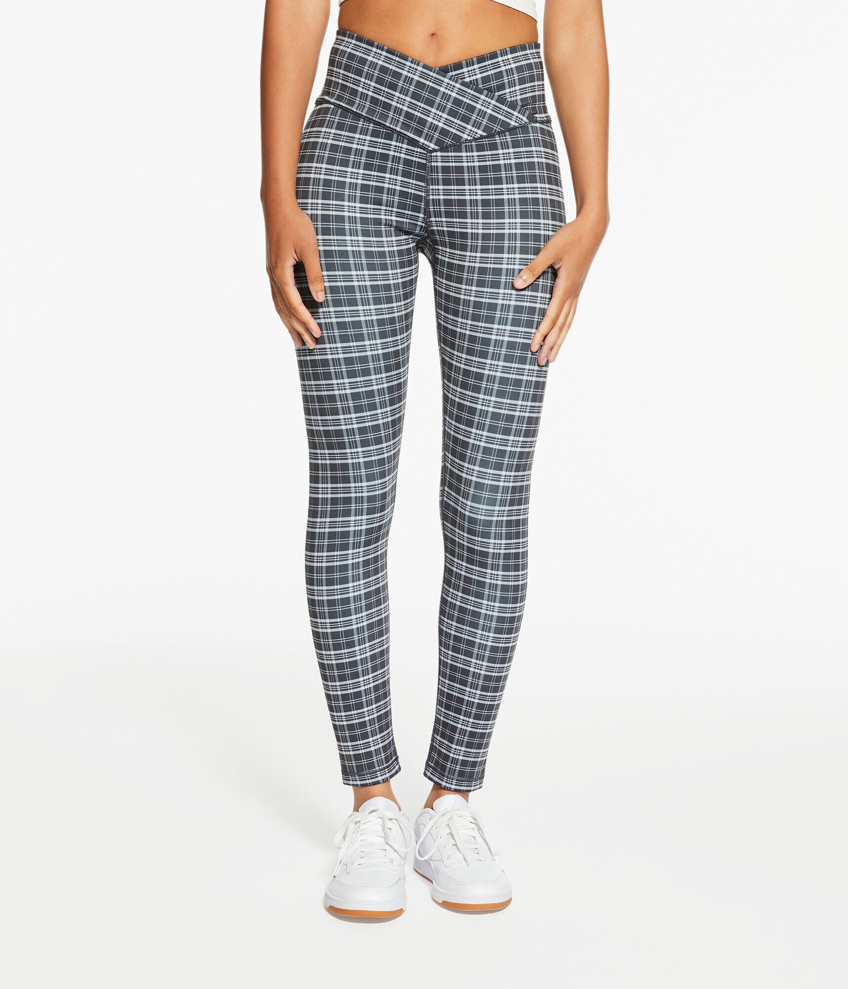Plaid Flex Crossover High-Rise Leggings