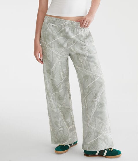 Forest Camo Mid-Rise Wide Leg Sweatpants Forest Camo Mid-Rise Wide Leg Sweatpants