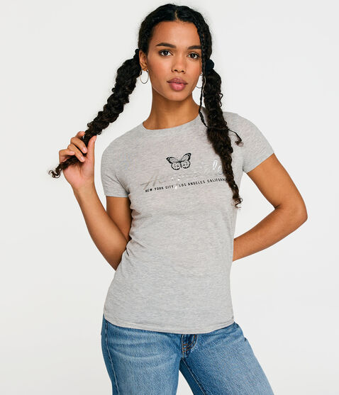 Aeropostale Butterfly Foil Graphic Tee Aeropostale Butterfly Foil Graphic Tee