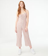 Striped Lace-Up Jumpsuit