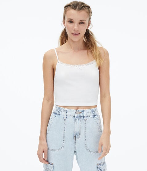 Y2K Lace-Trim Cropped Cami*** Y2K Lace-Trim Cropped Cami***