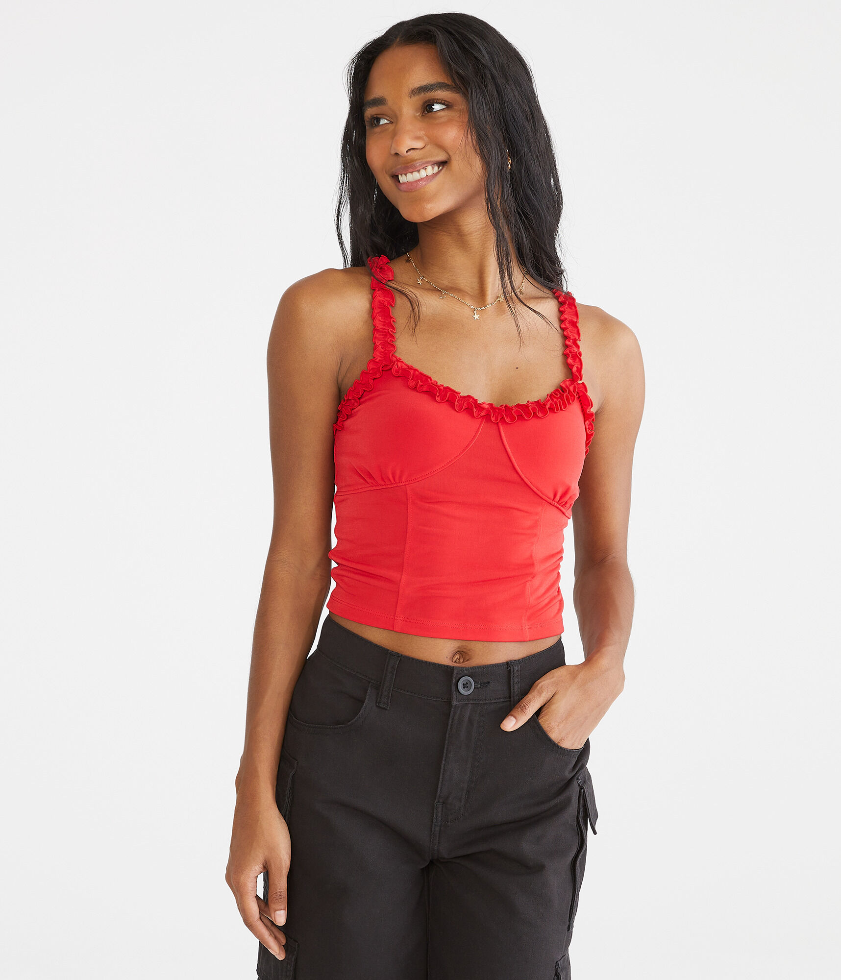 Ruffle Cropped Corset Tank