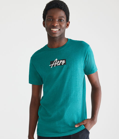 Aero Script Box Logo Graphic Tee Aero Script Box Logo Graphic Tee