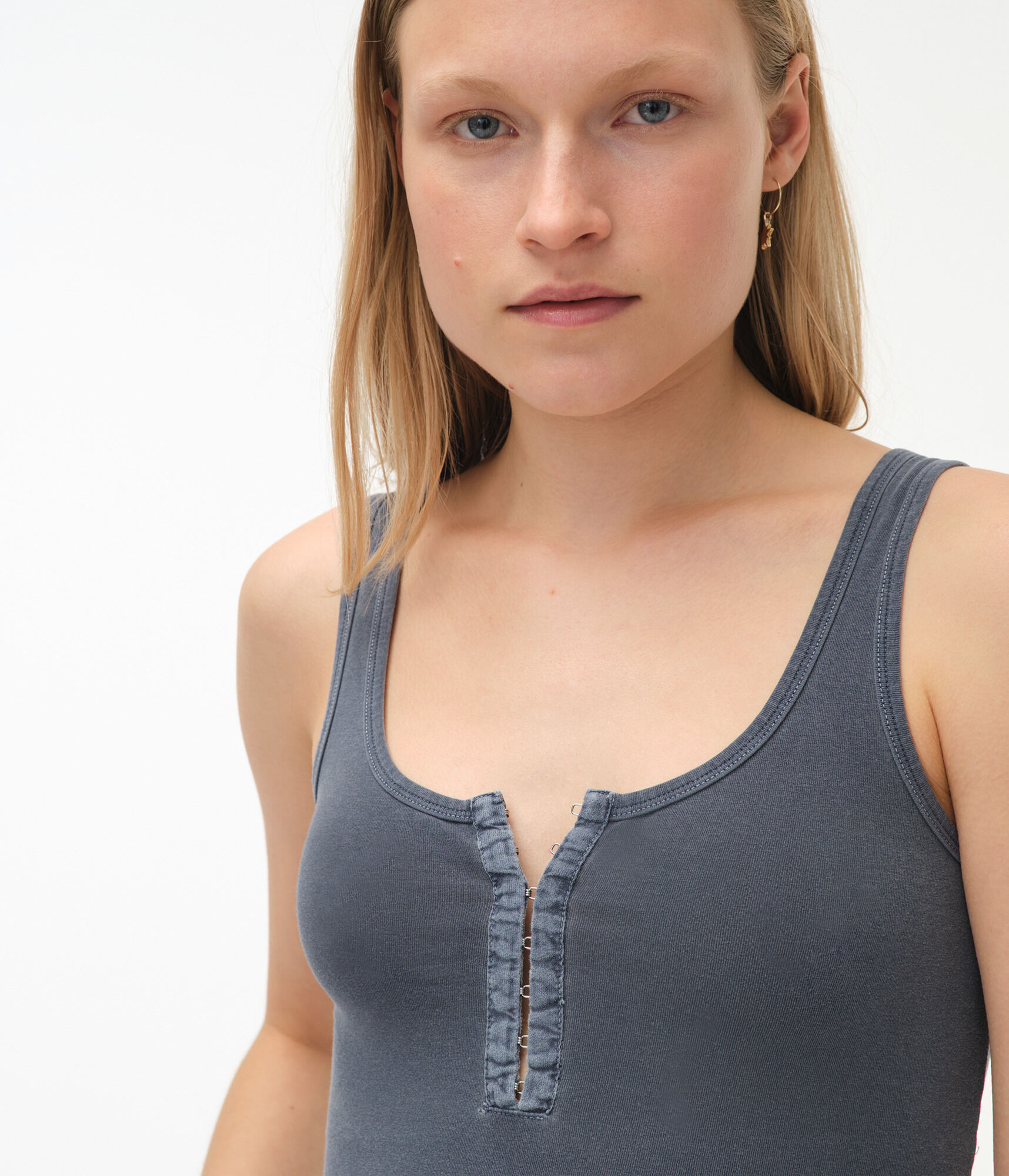 Seriously Soft Hook-And-Eye Cropped Scoop-Neck Tank
