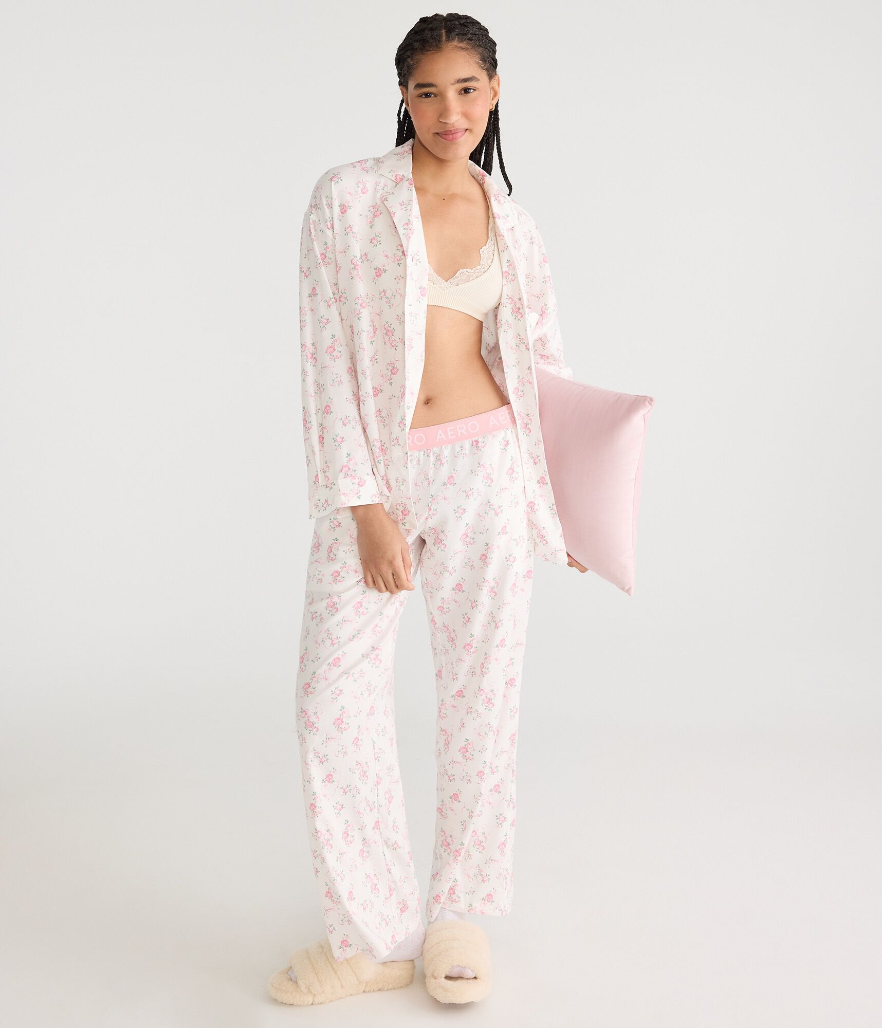 Floral Bow Woven Sleep Pants