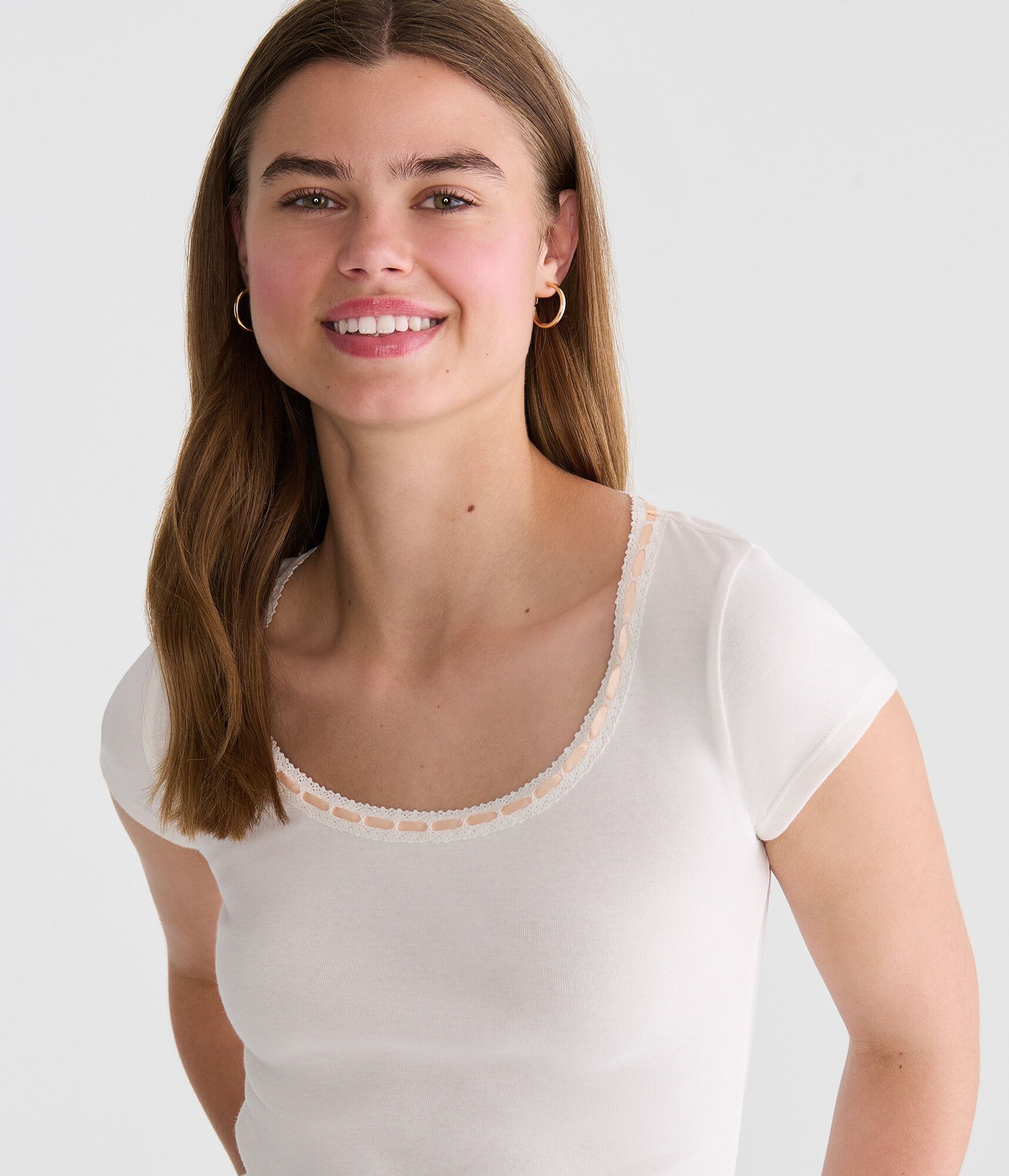 Seriously Soft Ribbon Lace Scoop Tee