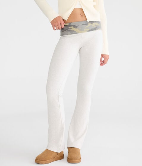 Cloud Soft Camo Mid-Rise Fold-Over Bootcut Pants Cloud Soft Camo Mid-Rise Fold-Over Bootcut Pants