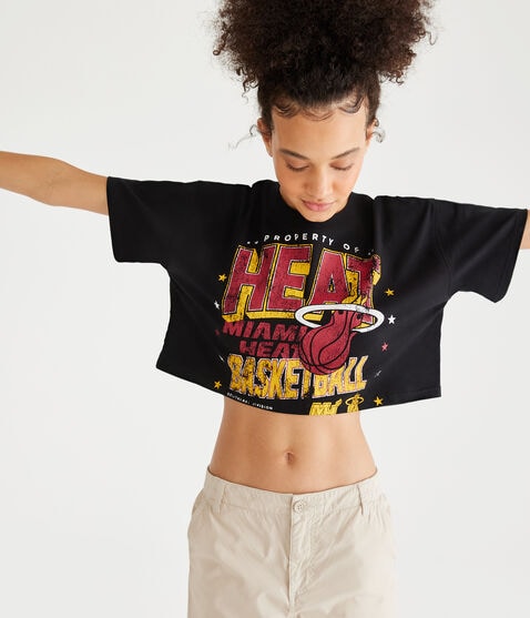 Miami Heat Oversized Cropped Graphic Tee Miami Heat Oversized Cropped Graphic Tee