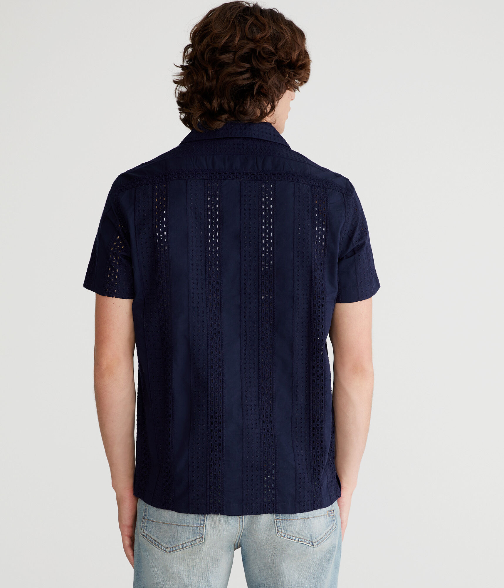 Short Sleeve Textured Eyelet Shirt