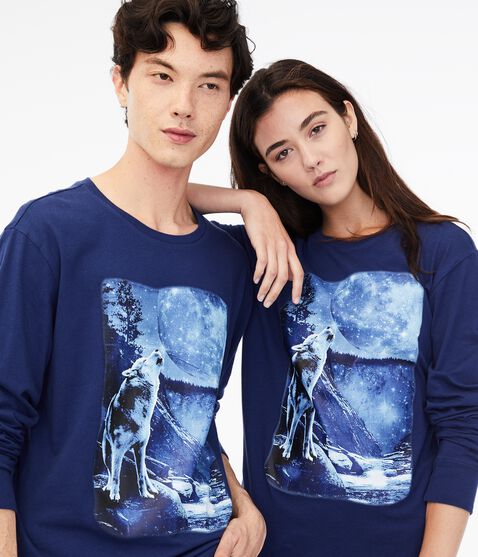 Long Sleeve Wolf Spirit Animal Graphic Tee