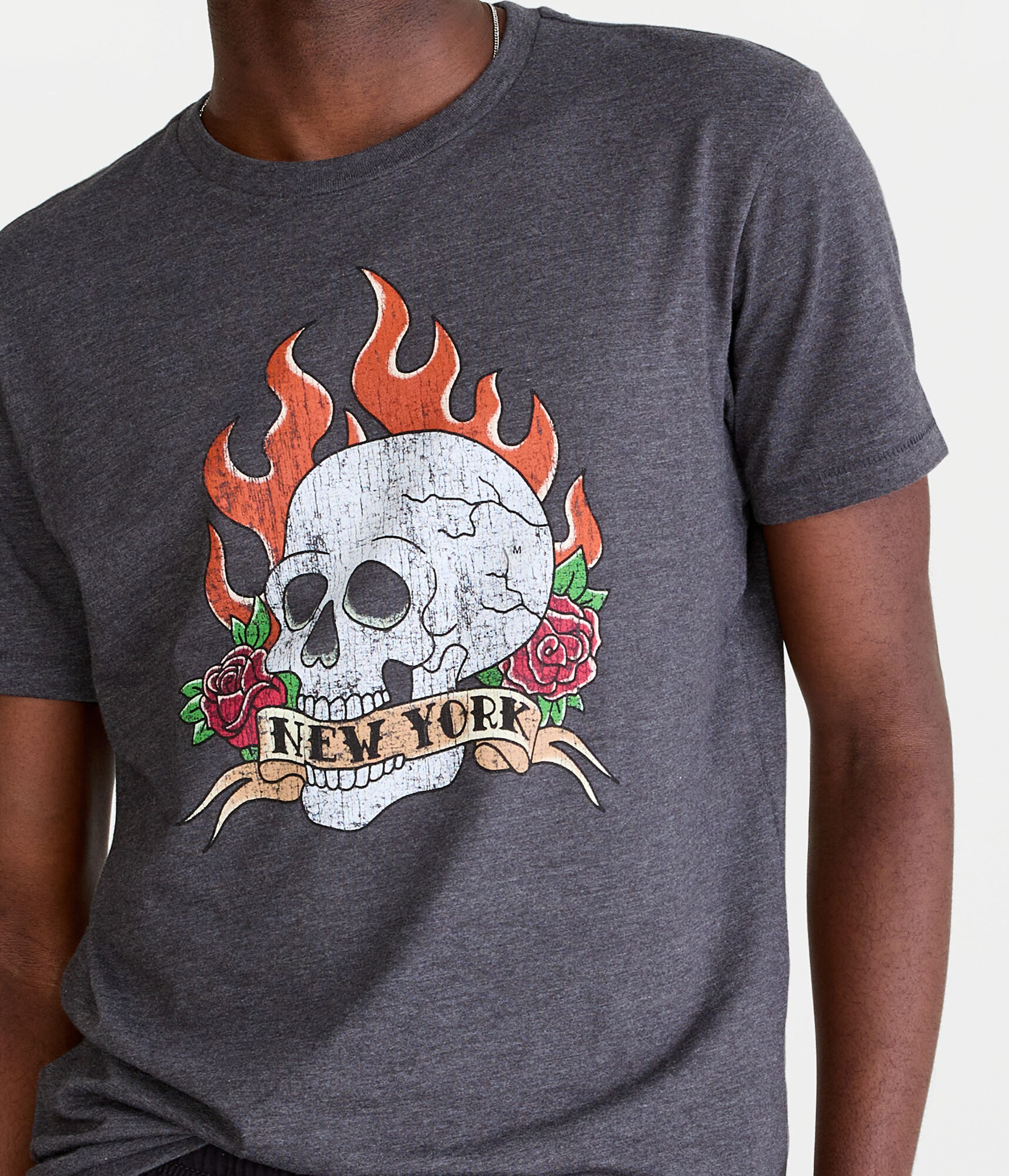 New York Fire Skull Graphic Tee