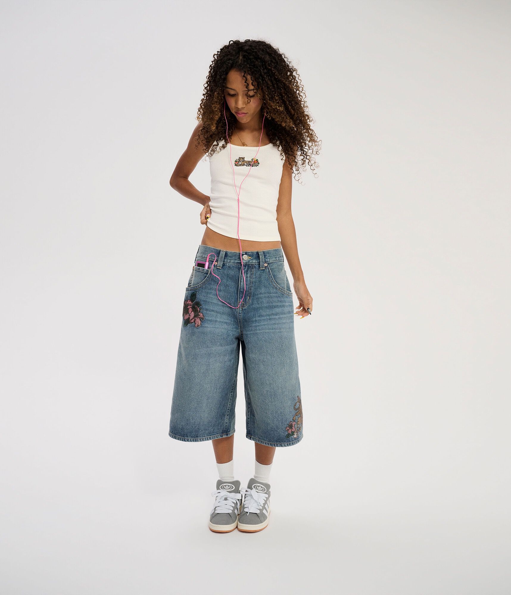 D&eacute;j&agrave; For Aero Low-Rise Denim Skater Shorts