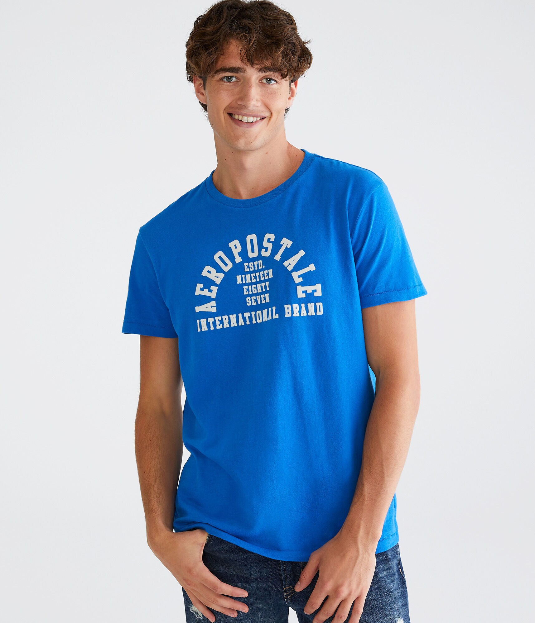 Aeropostale Arch Flocked Graphic Tee