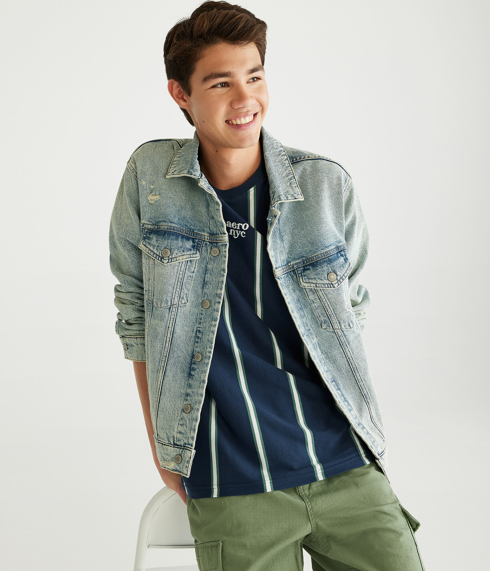 Aero NYC Vertical Stripe Graphic Tee