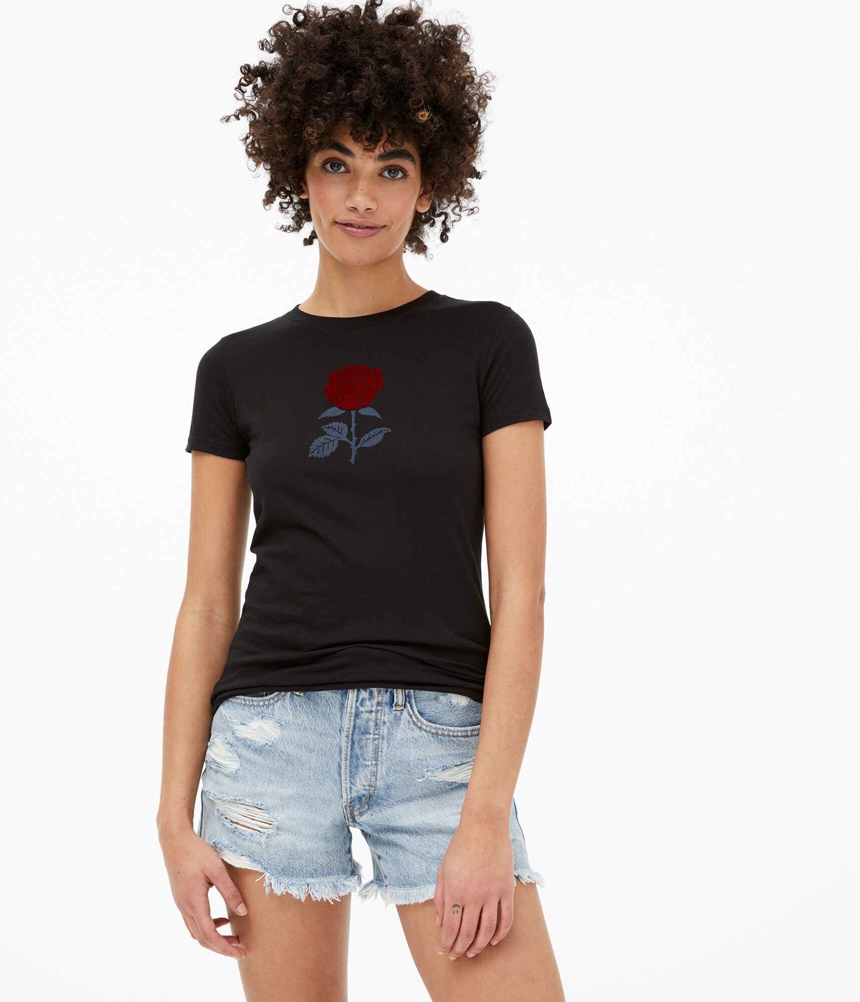 Flocked Rose Graphic Tee