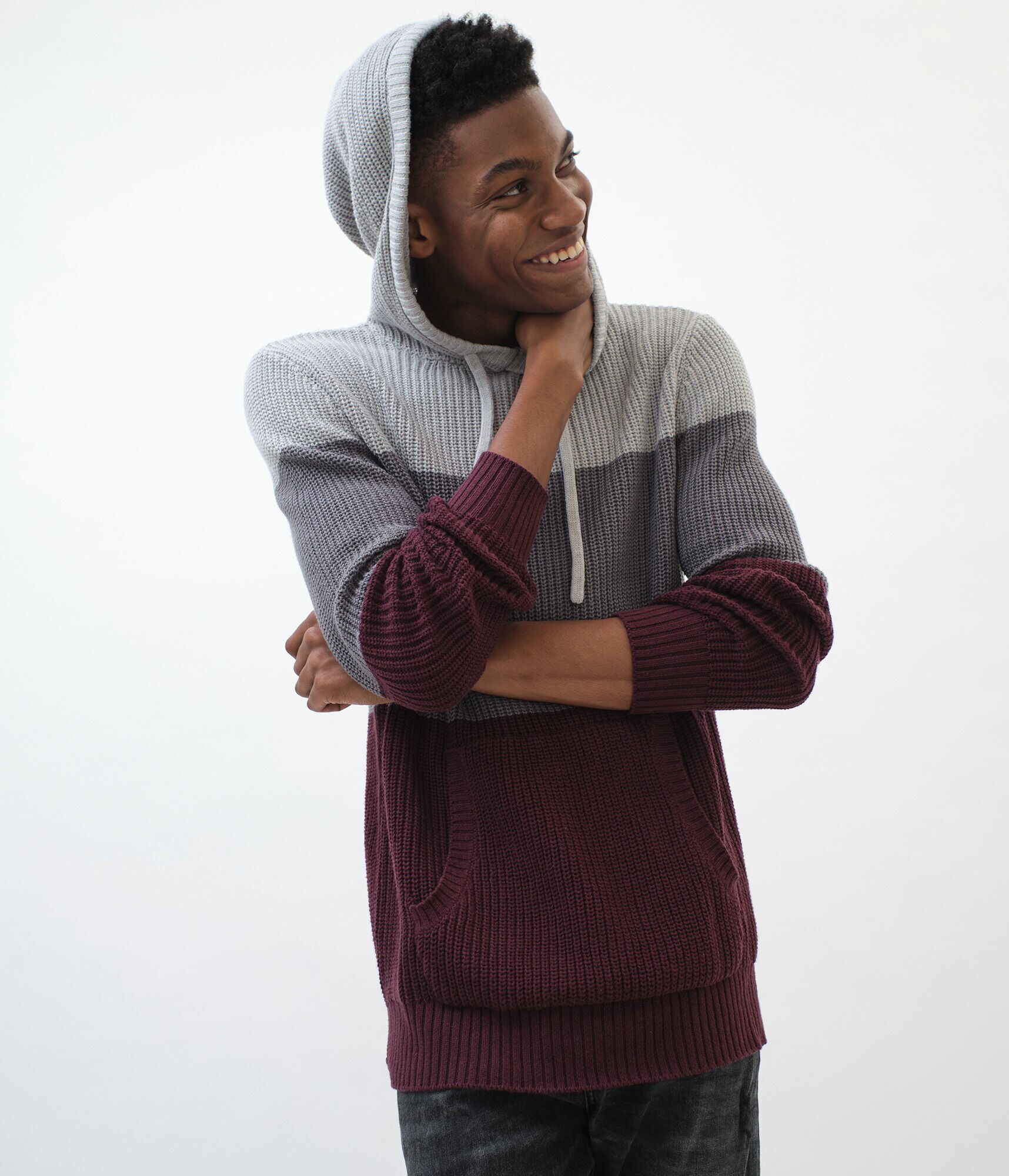 Colorblocked Hooded Sweater***