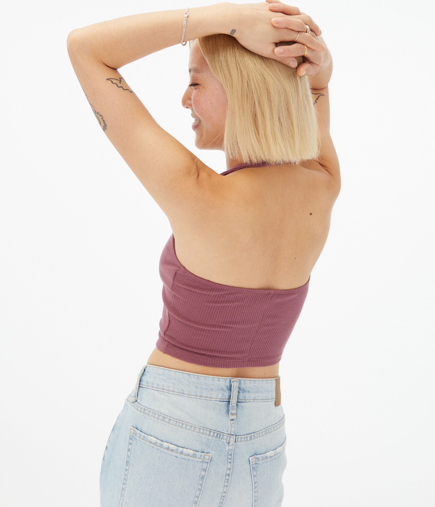 Seriously Soft Ribbed Halter Crop Top***