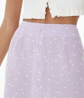 Floral High-Rise Button-Front Mini Skirt