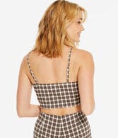 Plaid Square-Neck Cropped Cami