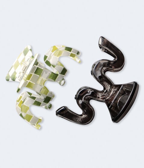 Checkered & Marbled Octopus Hair Claw Clip 2-Pack Checkered & Marbled Octopus Hair Claw Clip 2-Pack