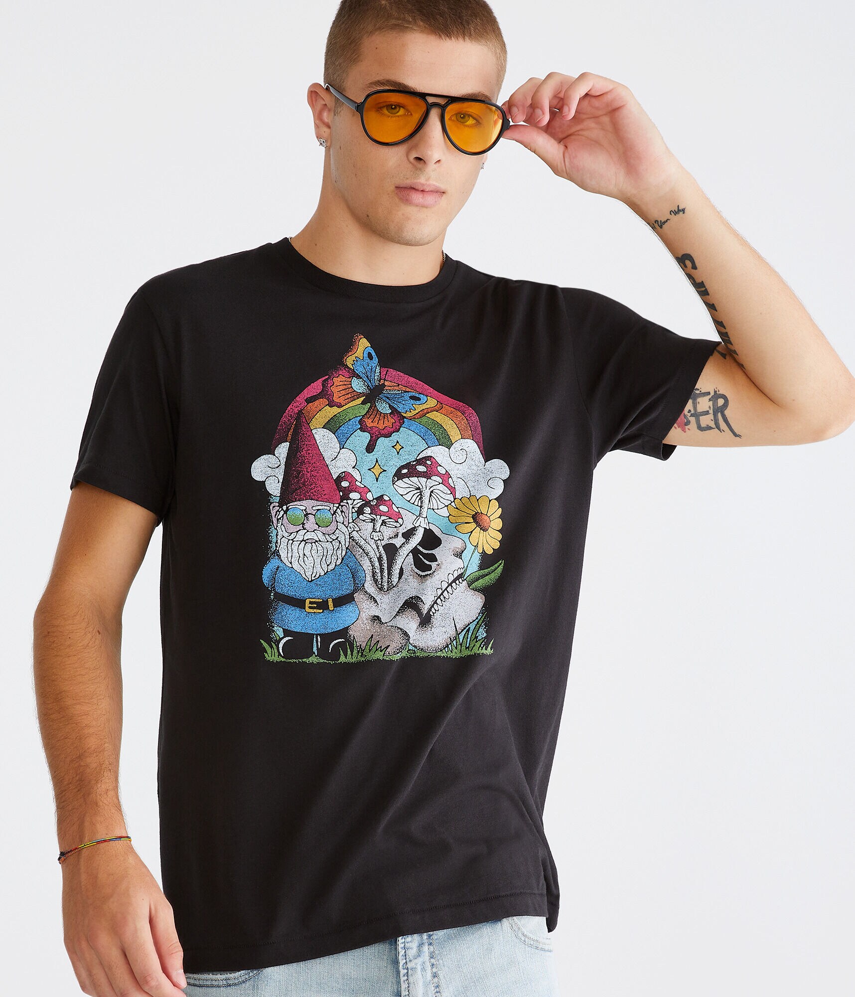 Gnome Mushroom Skull Graphic Tee