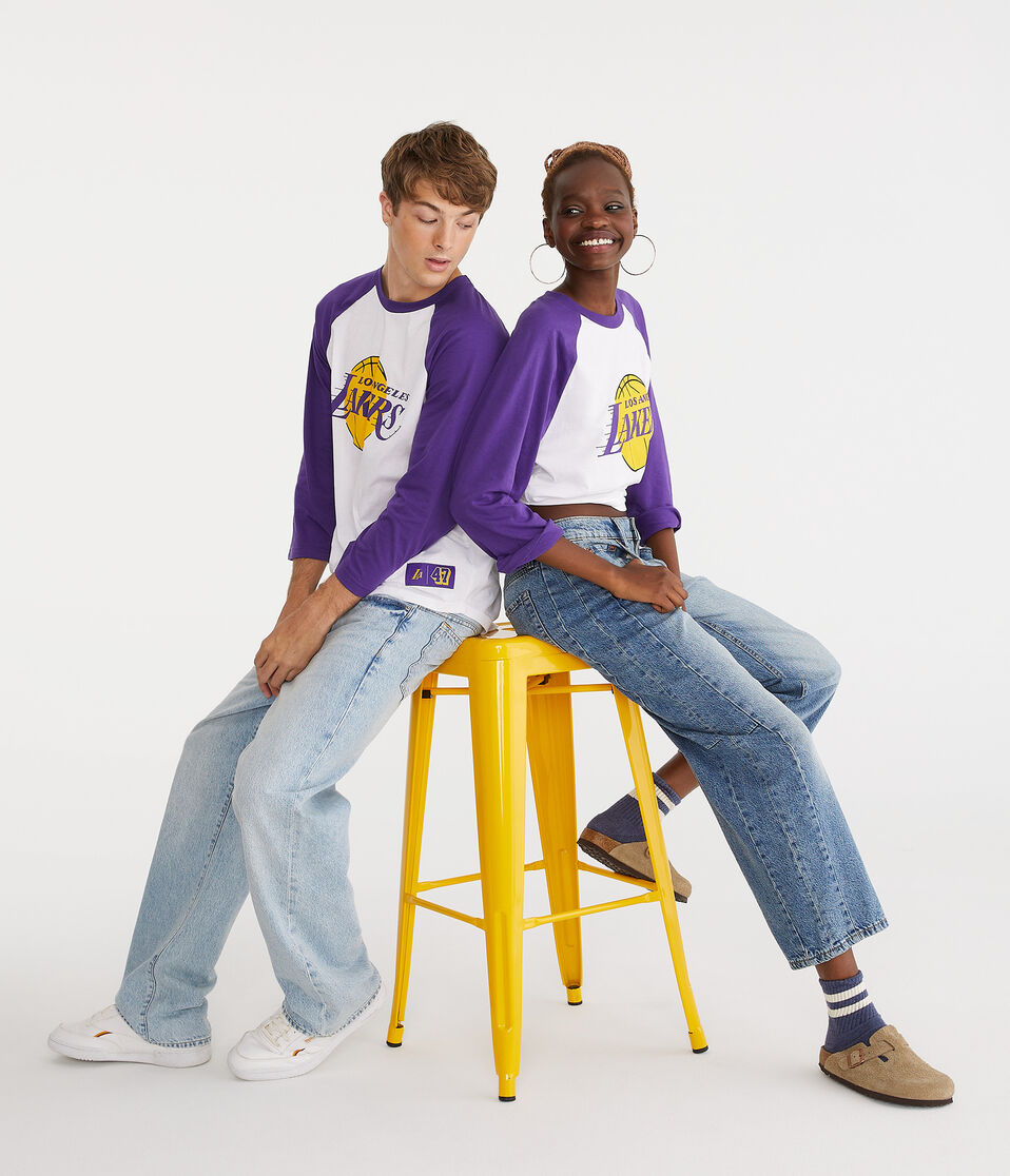 3/4 Sleeve Los Angeles Lakers Relaxed Raglan Tee