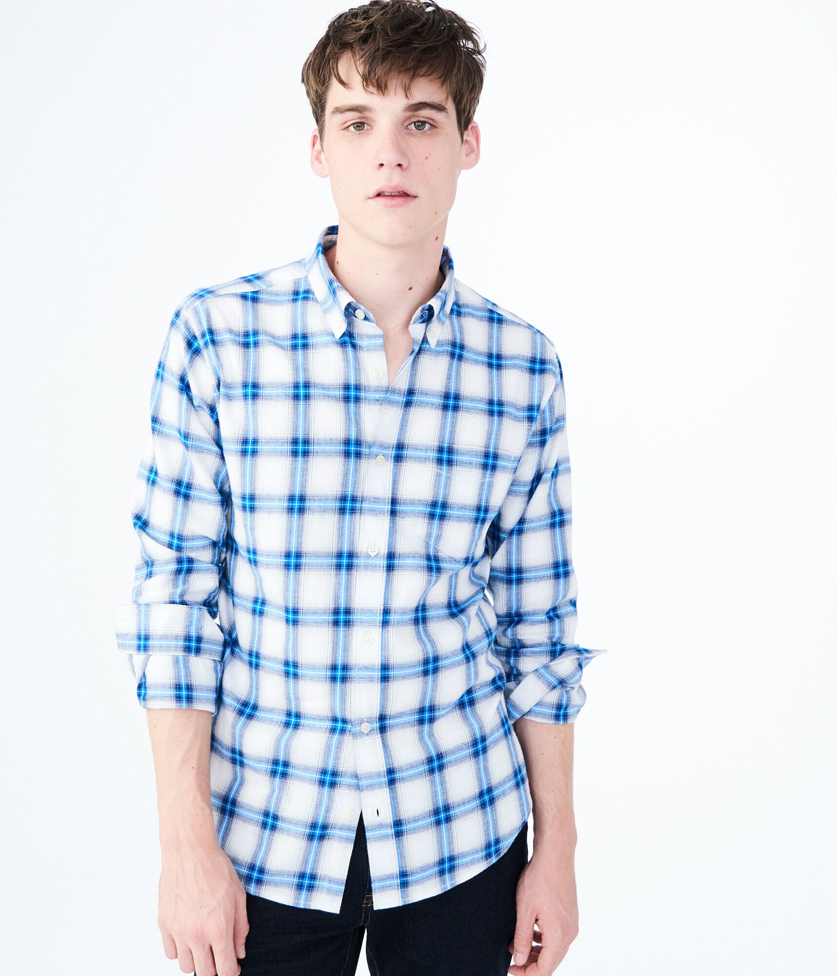 Long Sleeve Plaid Woven Shirt
