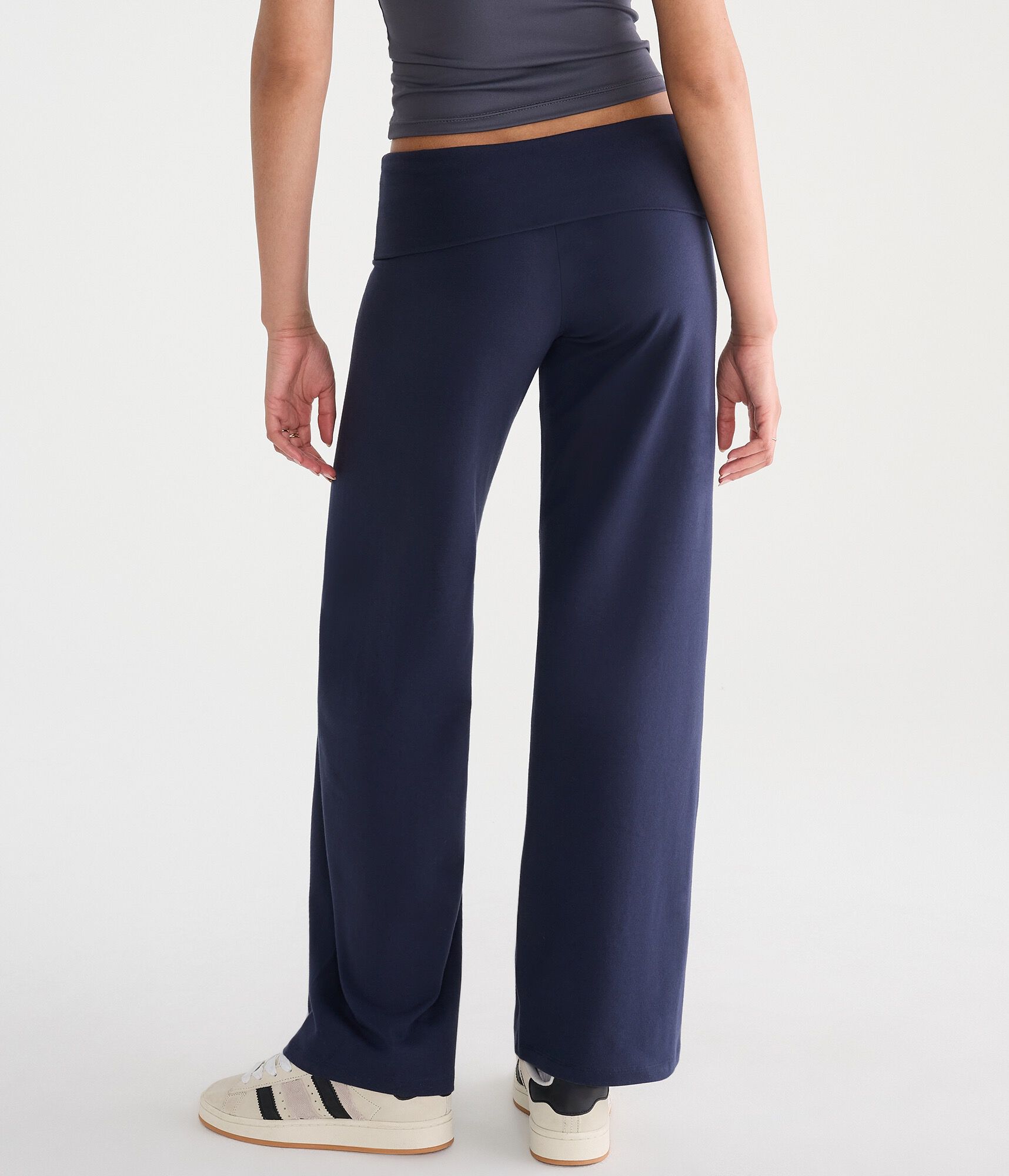 Low-Rise Fold-Over Wide Leg Pants
