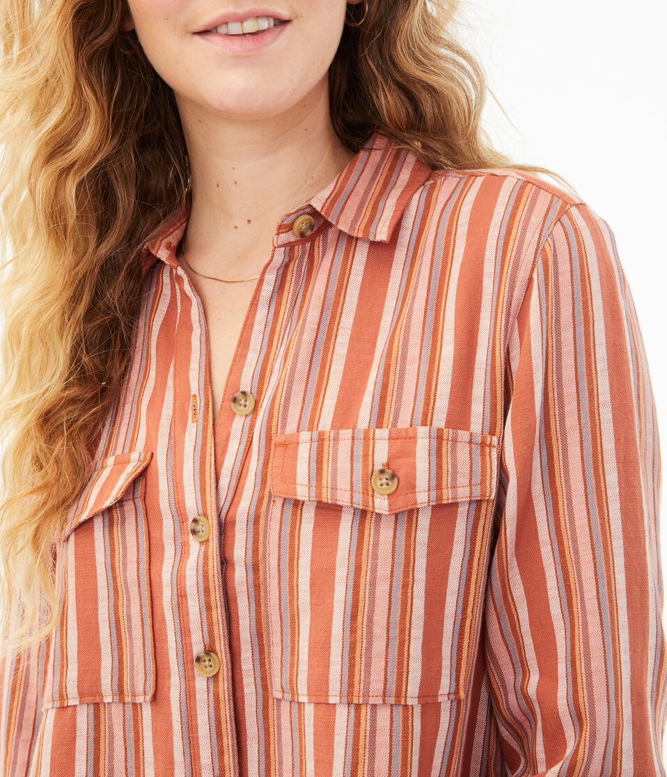 Long Sleeve Striped Button-Down Shirt