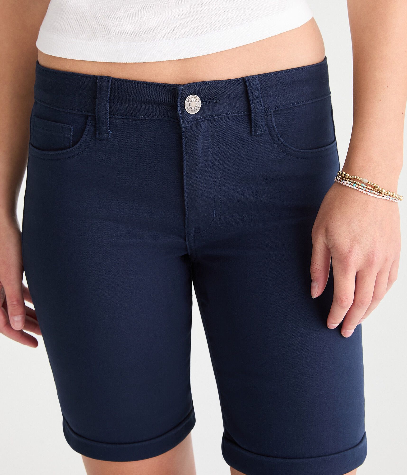 Mid-Rise Uniform Bermuda Shorts