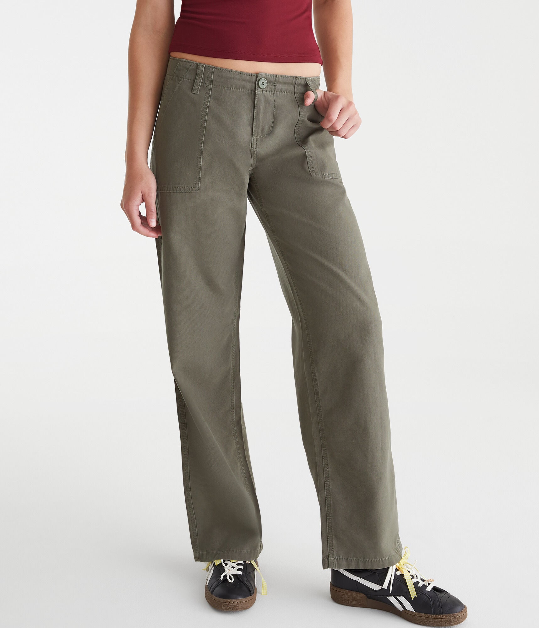 Low-Rise Straight Leg Pants