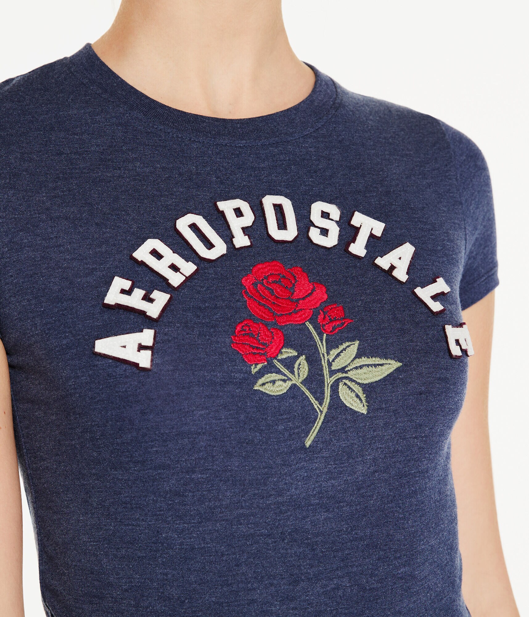 Aeropostale Arch Rose Appliqu&eacute; Graphic Tee