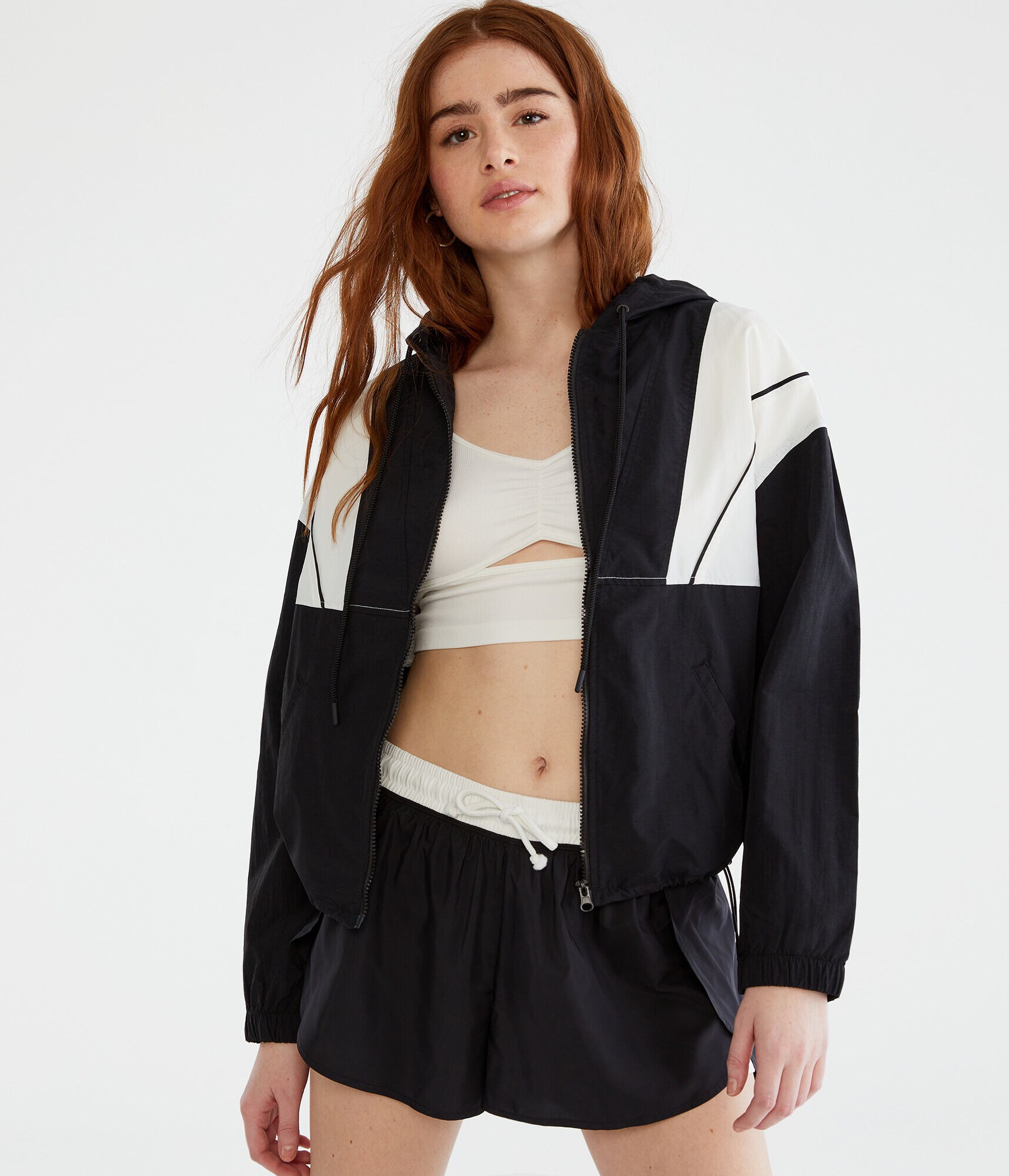 Colorblock Hooded Windbreaker Jacket