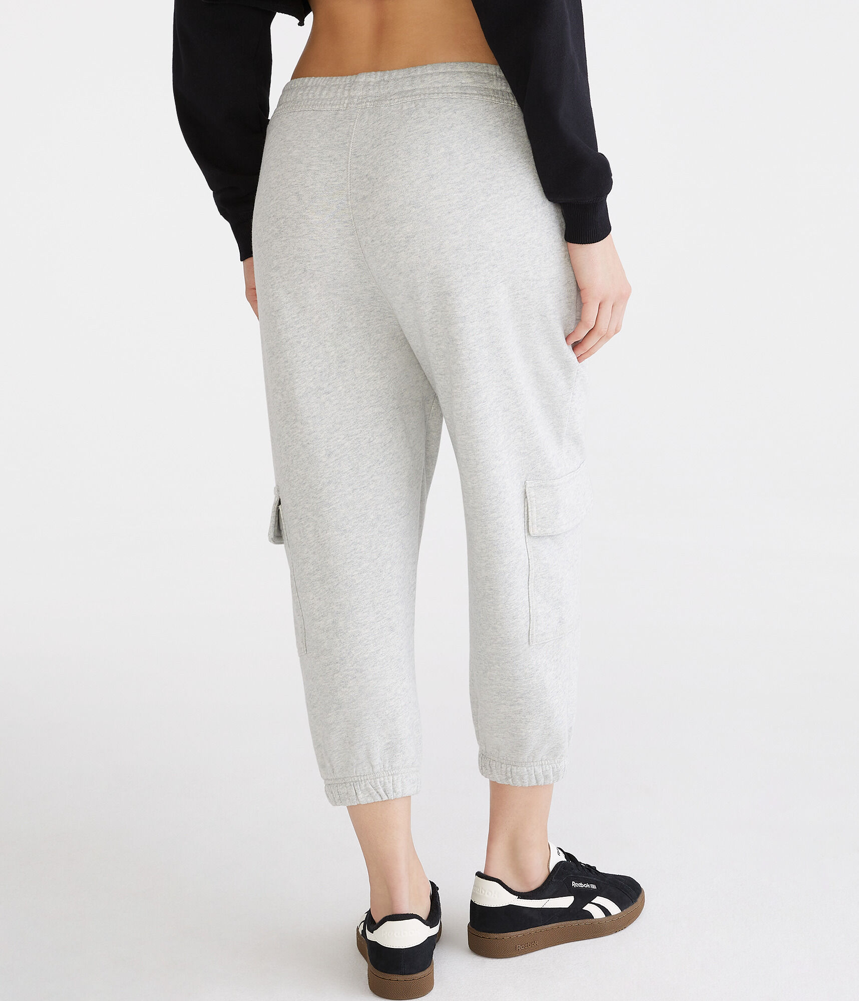 Heathered Cropped Cargo Sweatpants