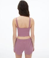 Lacy Waffle-Knit Cropped Sleep Tank