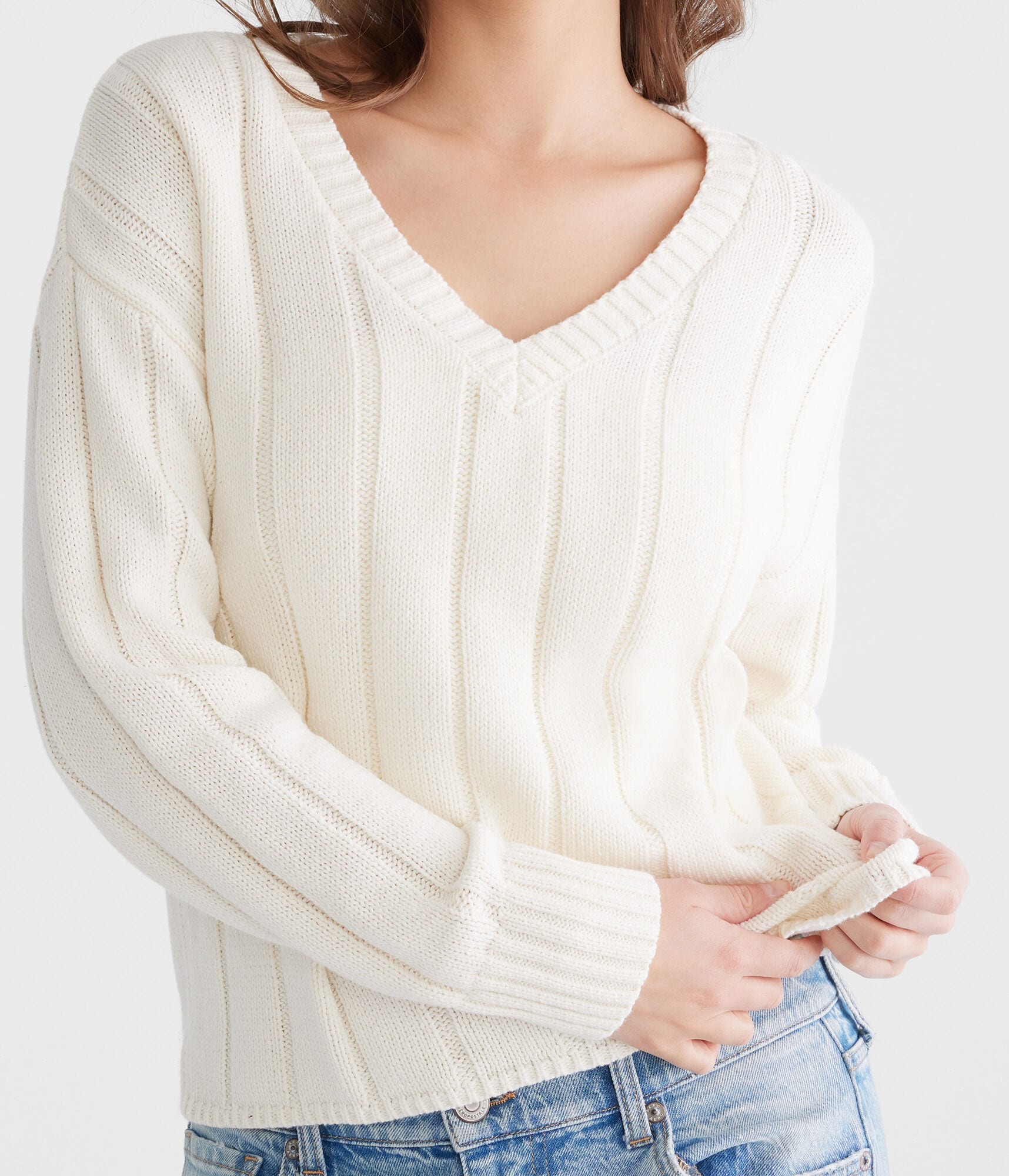 Ribbed V-Neck Sweater