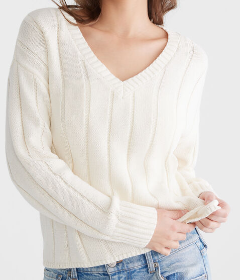 Ribbed V-Neck Sweater Ribbed V-Neck Sweater