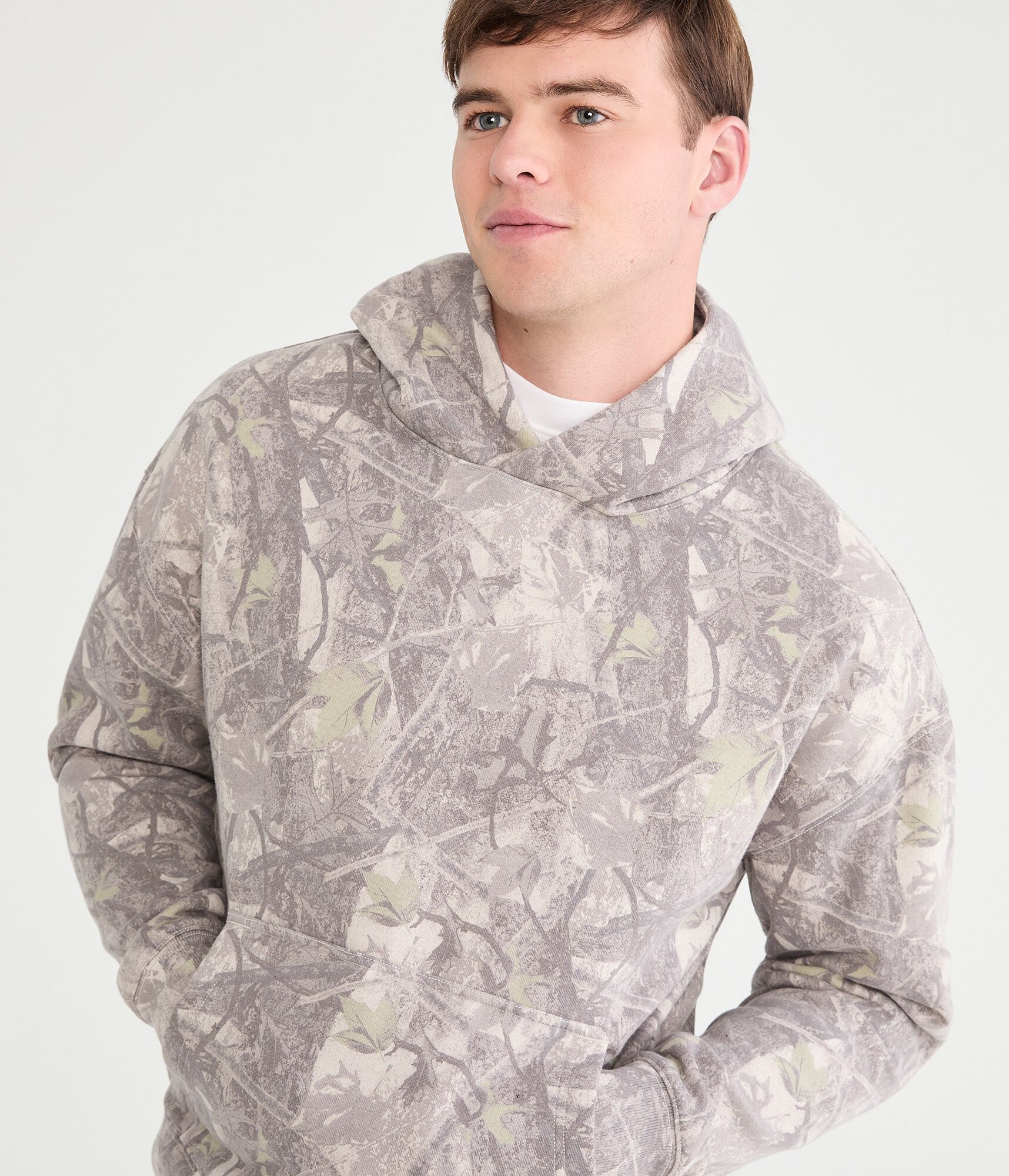 Cloud Soft Forest Camo Boxy Pullover Hoodie