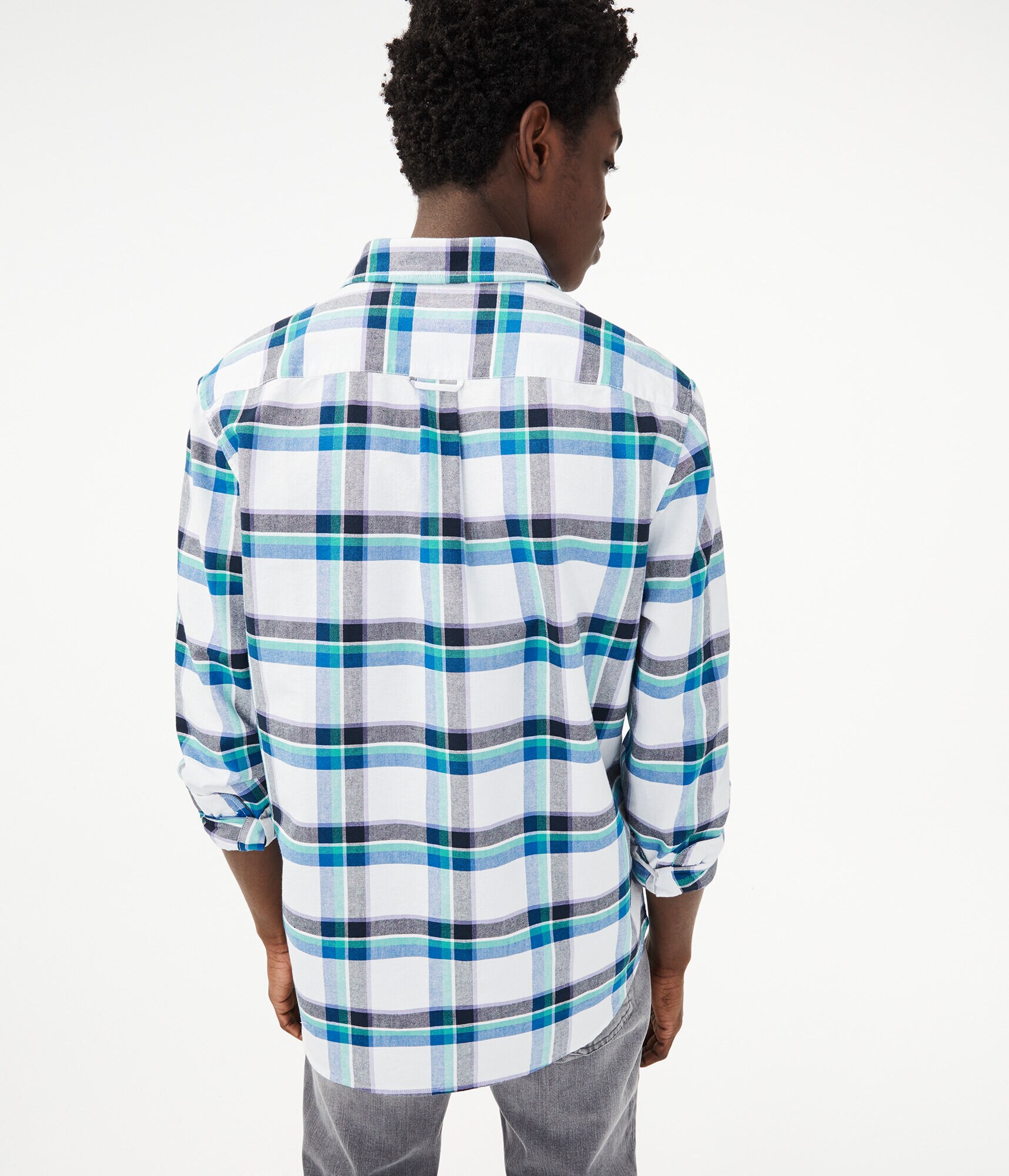 Long Sleeve Plaid Button-Down Shirt