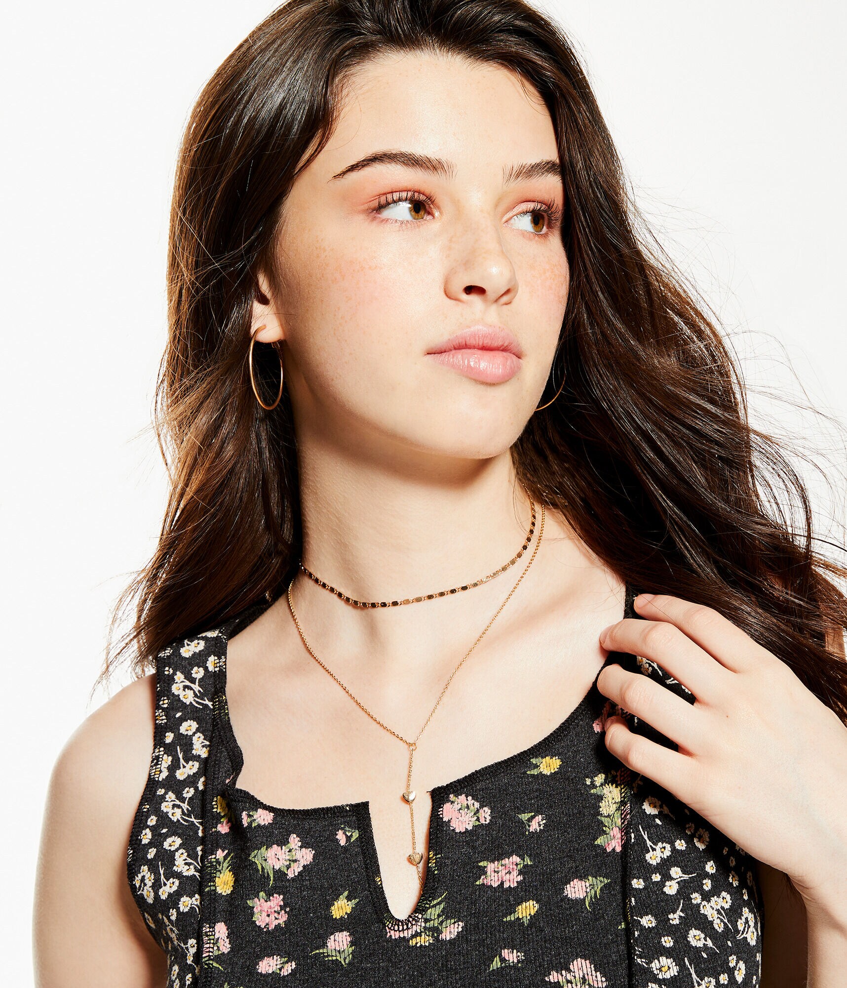 Floral Splice Notch-Neck Cropped Tank