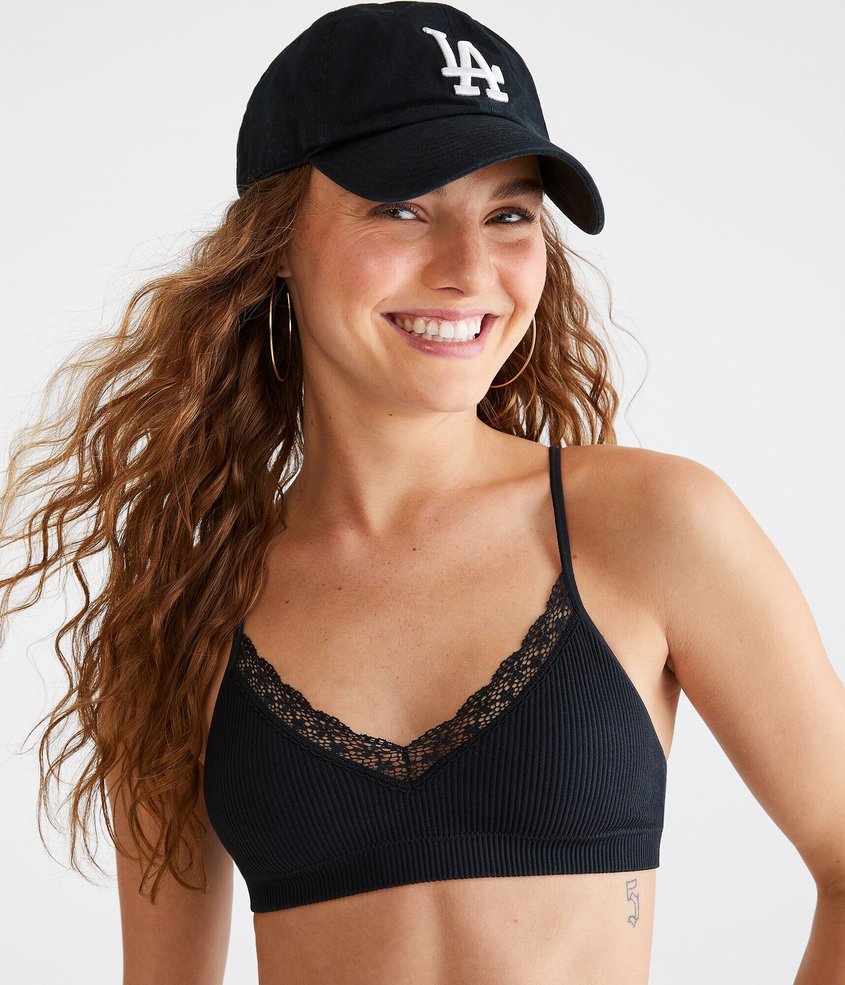 Seamless Lace-Trim Bralette