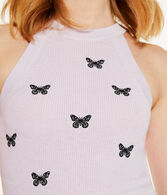 Butterfly Cropped High-Neck Sweater Tank