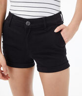 High-Rise Twill Midi Shorts
