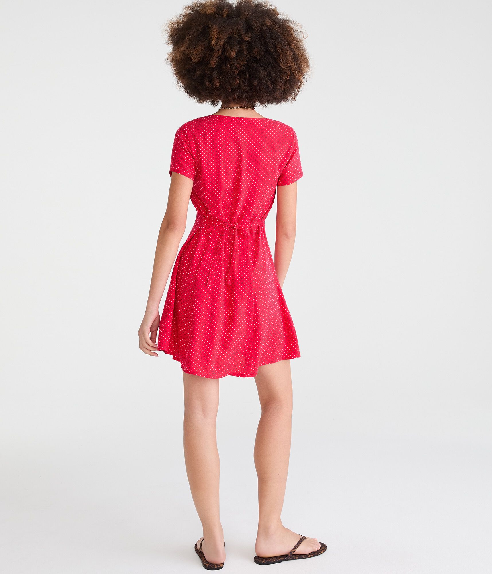 Printed V-Neck Buttoned A-Line Dress