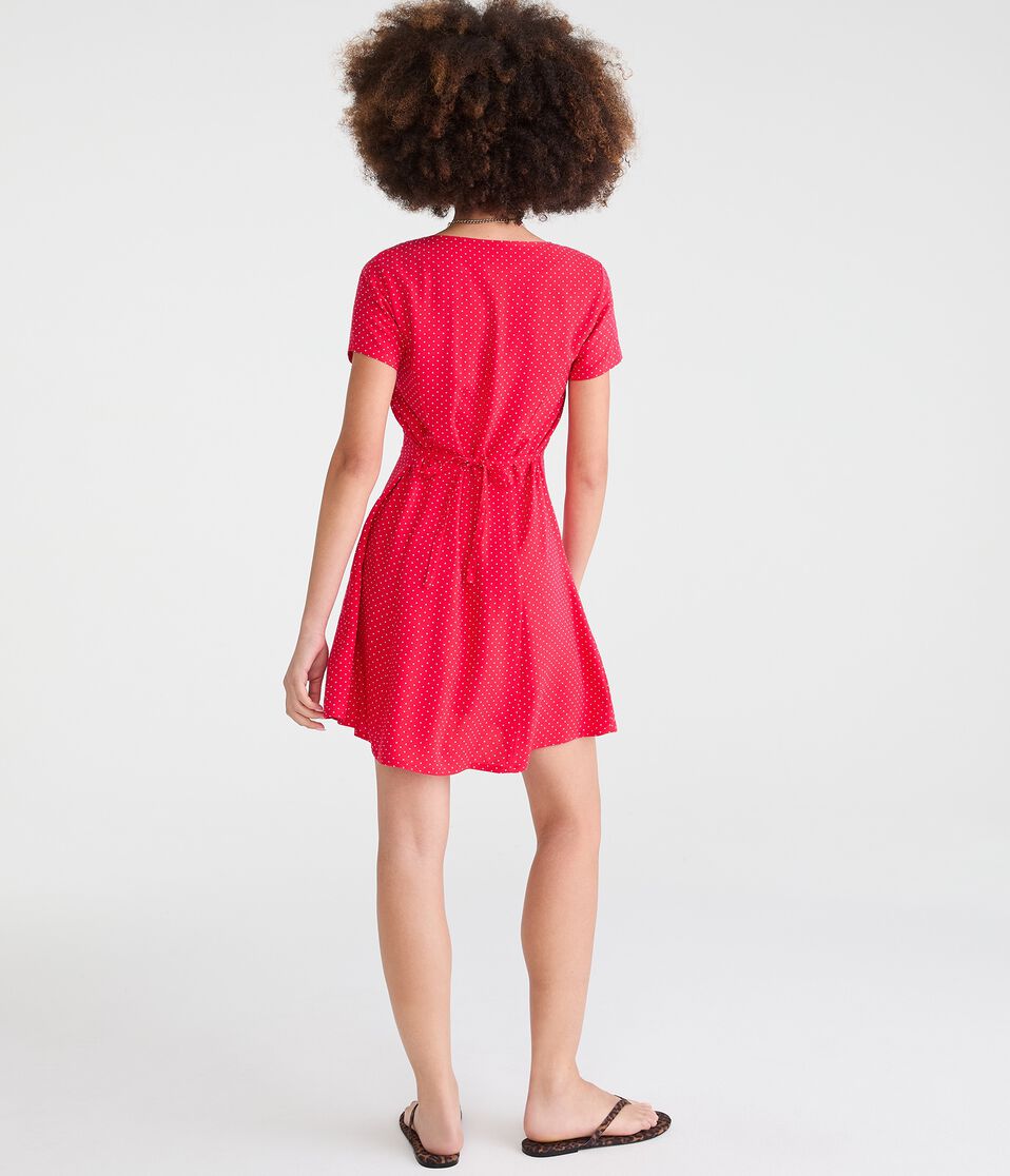 Aeropostale Womens' Printed V-Neck Buttoned A-Line Dress - Red - Size Xs - Rayon - Teen Fashion & Clothing Aeropostale Womens' Printed V-Neck Buttoned A-Line Dress - Red - Size Xs - Rayon - Teen Fashion & Clothing