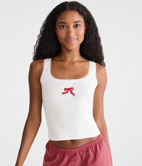 Graphic Lace-Trim Sleep Tank Graphic Lace-Trim Sleep Tank