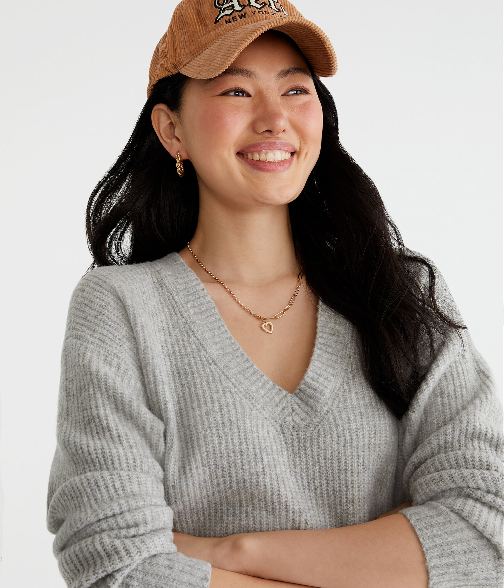 Shaker Knit V-Neck Sweater