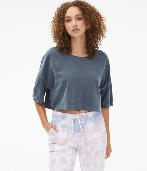 Washed Cropped Boyfriend Crew Tee