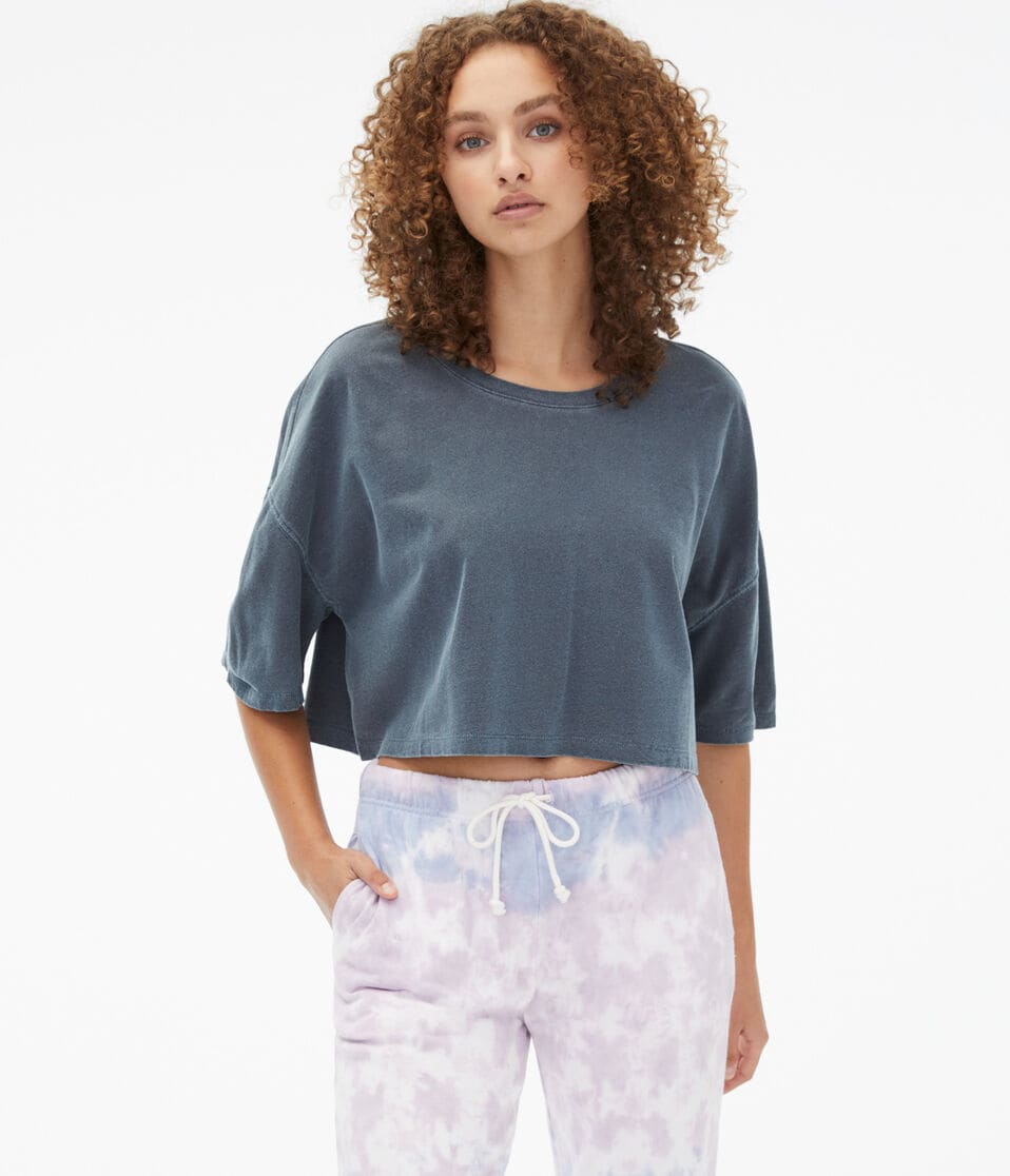 Washed Cropped Boyfriend Crew Tee