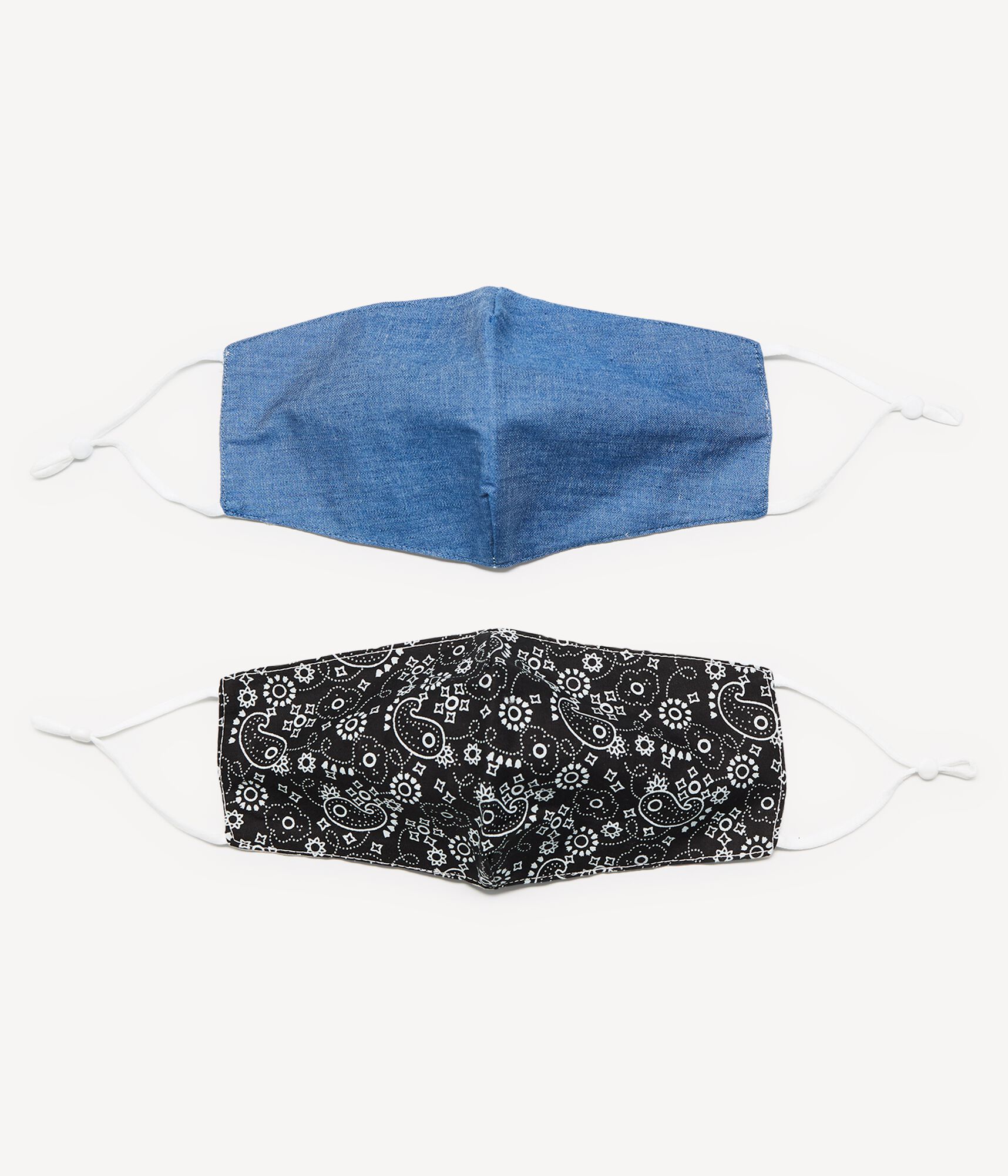 Bandana-Print &amp; Denim Mask 2-Pack